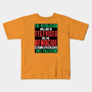 The Revolution Will Not Be Televised But The Genocide Is Being Livestreamed - Flag Colors - White and Blue - Double-sided Kids T-Shirt